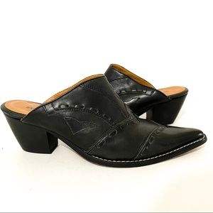 Stetson black leather mules sz 9